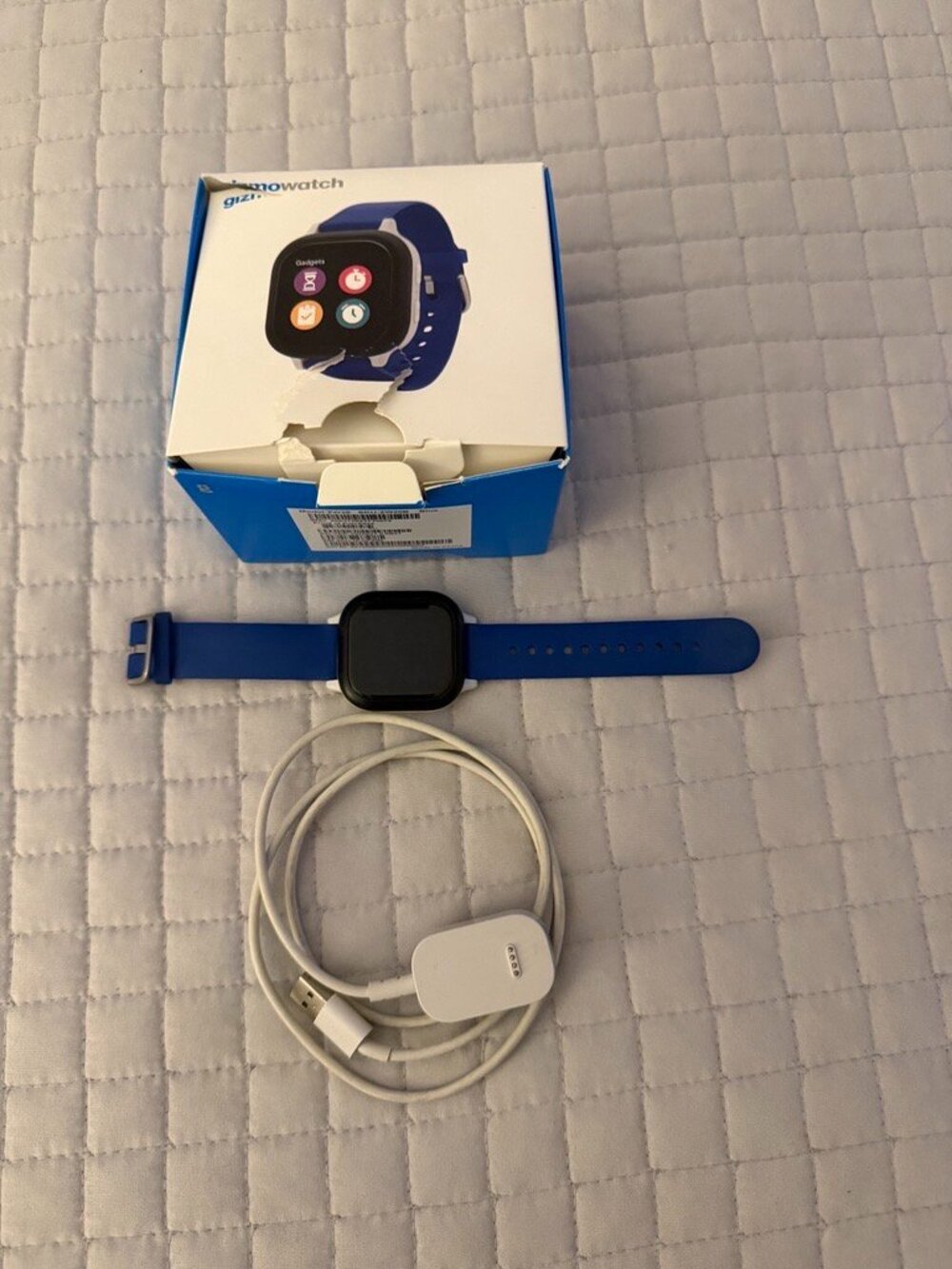 Verizon GizmoWatch 2 Kids GPS Smartwatch Blue Box Charger
